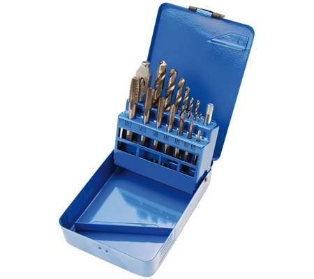 USAG 988 LA/S14 Spitzen- Und Gewindebohrersatz - HSS-G, 7 Spitzen & 7 Gewindebohrer, Im Kunststoffkasten